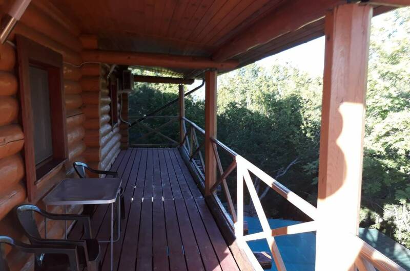 Бревенчатый дом в лесу у моря